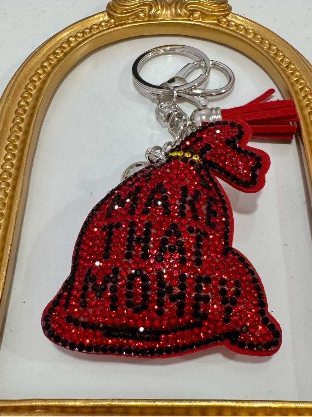 New Red Crystal Studded Tassel Keychain  Charm